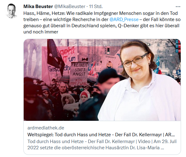 Mika Beuster tweeted zum Todesfall Kellermayr